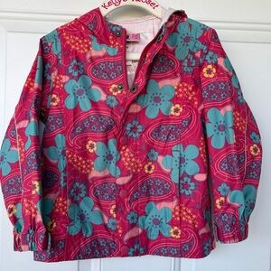 •REI• Kids Pink Floral and Paisley Rain Jacket with Hood - Size 2T